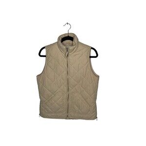 Miami Puffer Quilted Vest Tan Size Medium Pockets Side Zip Casual Stylish